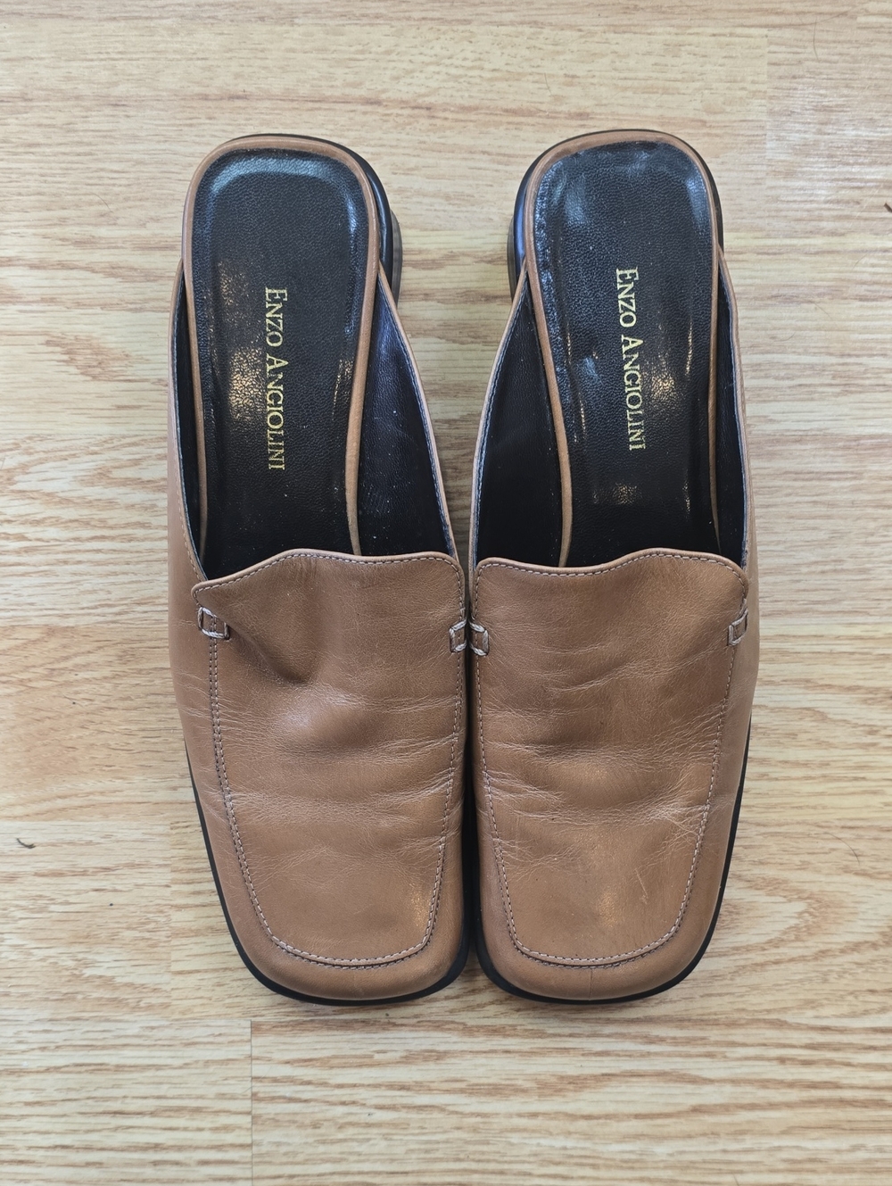 ENZO ANGIOLINI Brown Leather Slip-On Loafers